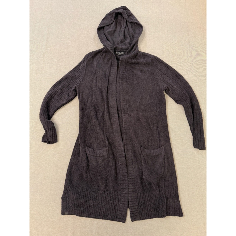 Barefoot Dreams CozyChic Lite Coastal Hooded Cardigan black size small - Picture 5 of 6
